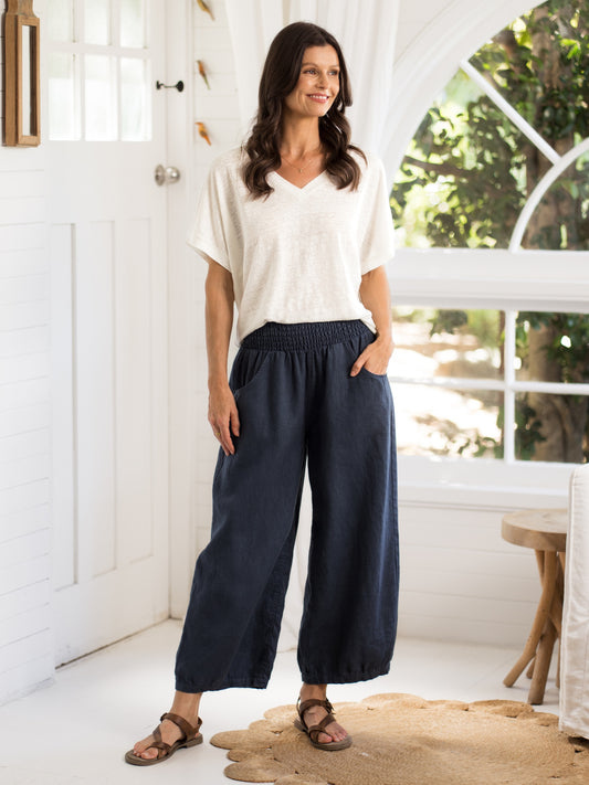 Sadhu French Linen Trousers Navy