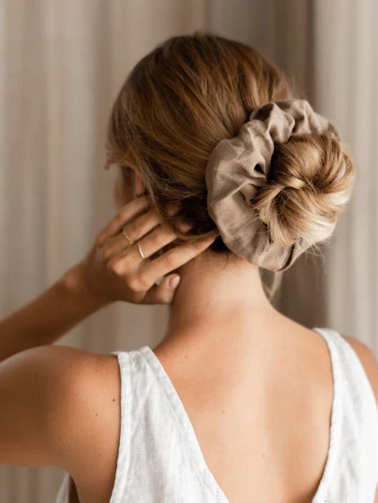 Jumbo Linen Scrunchie Cinnamon