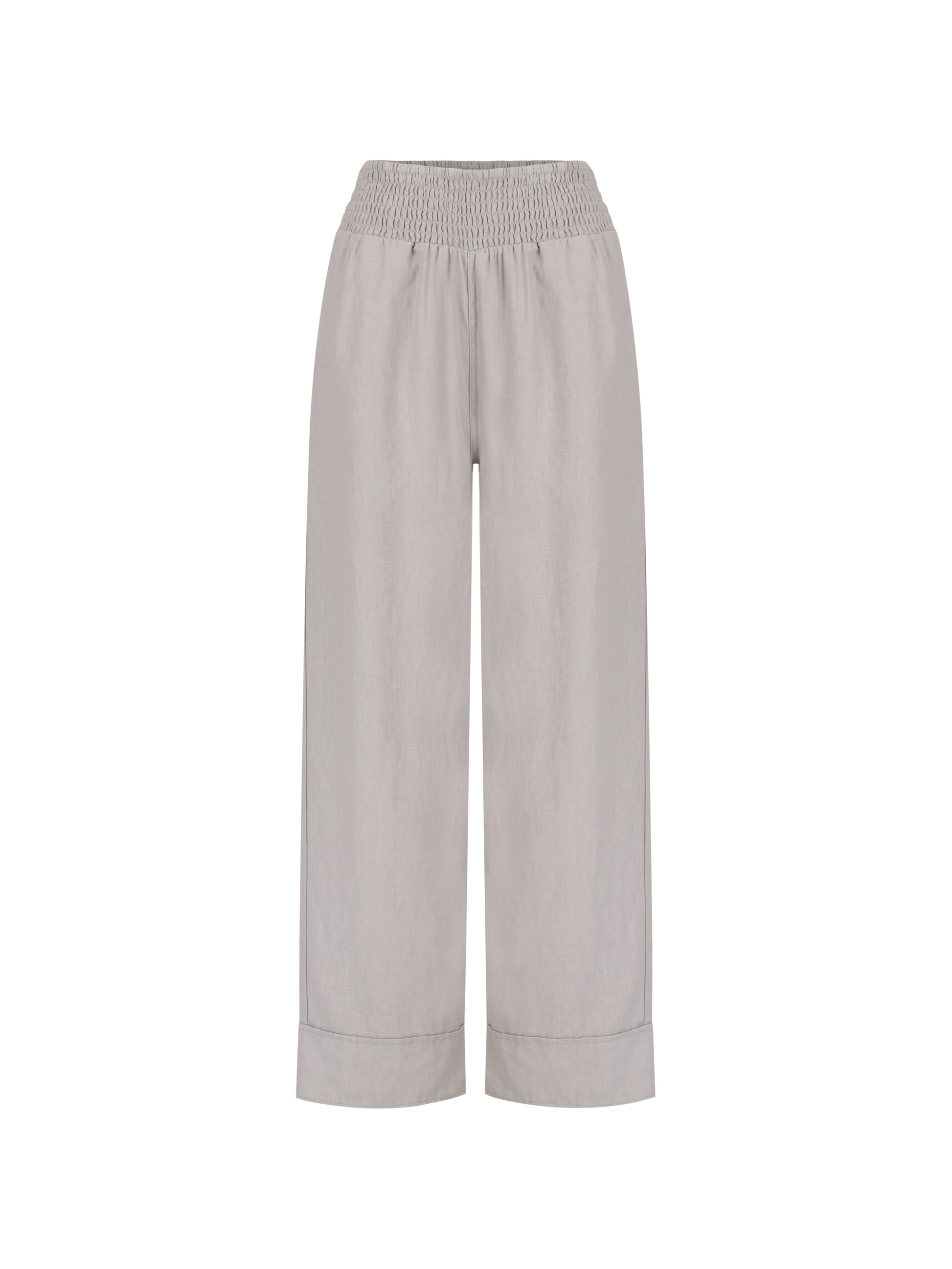 Light gray wide-leg pants on a white background