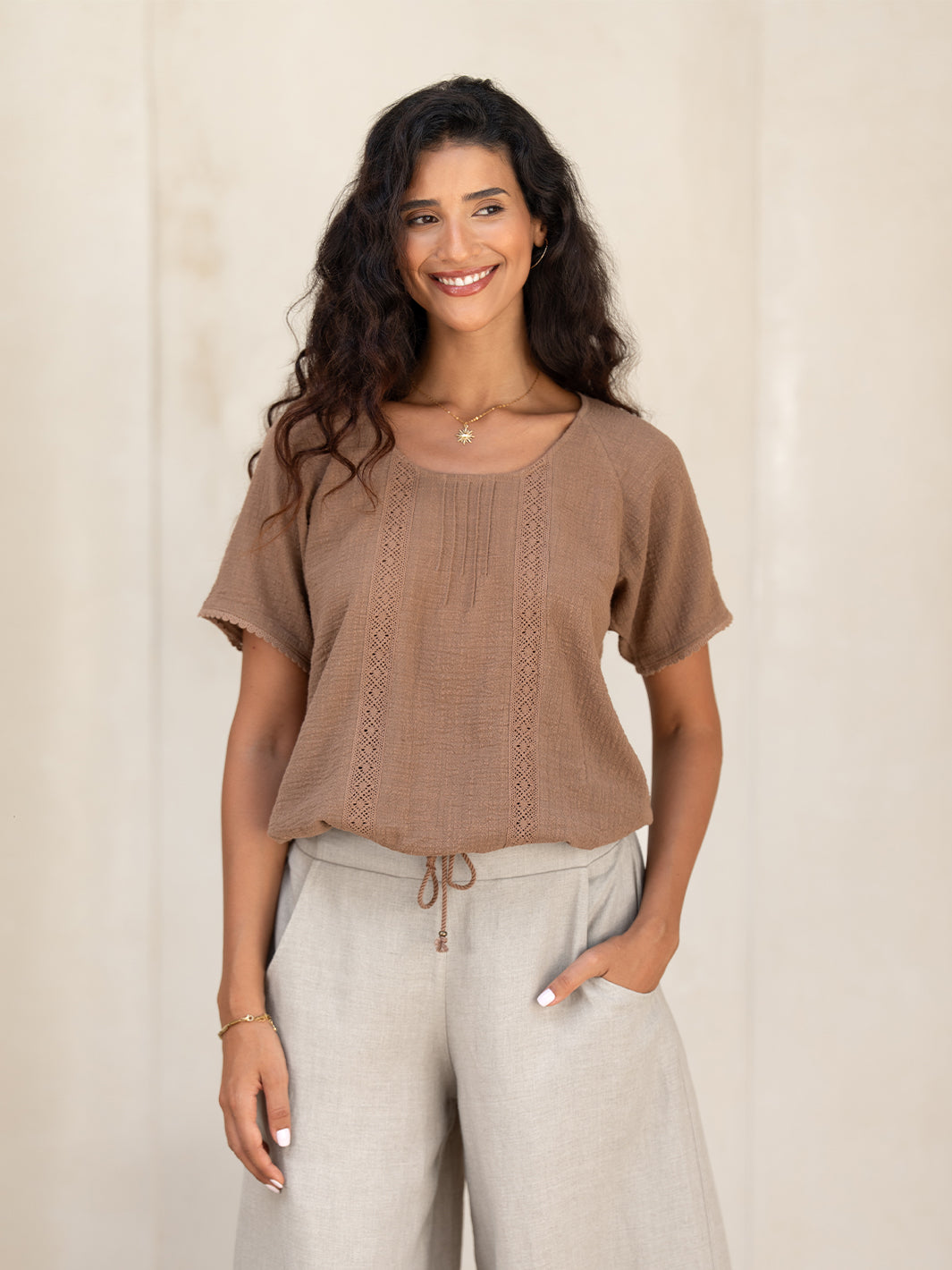 Daisy Organic Cotton Blouse Cinnamon