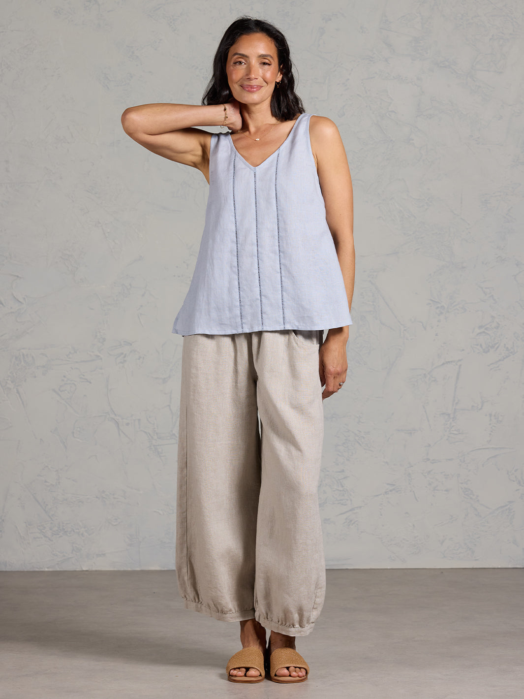 Giana French Linen Top Slate Blue