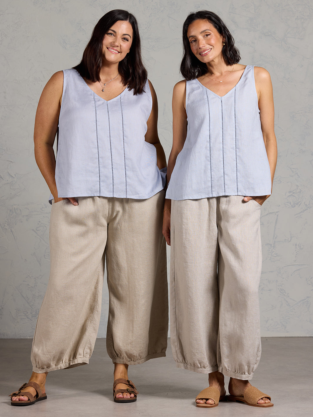 Giana French Linen Top Slate Blue