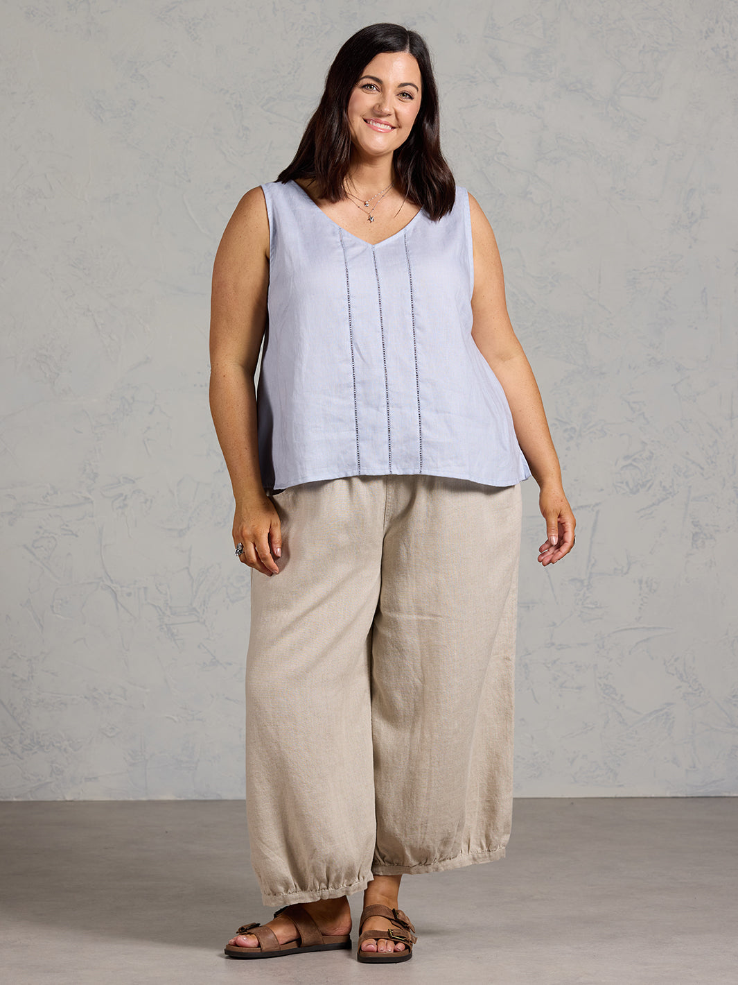 Giana French Linen Top Slate Blue