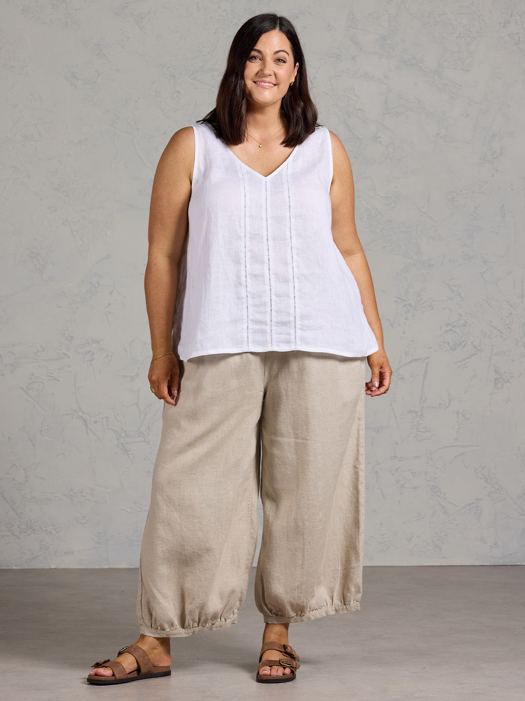 Giana French Linen Top White
