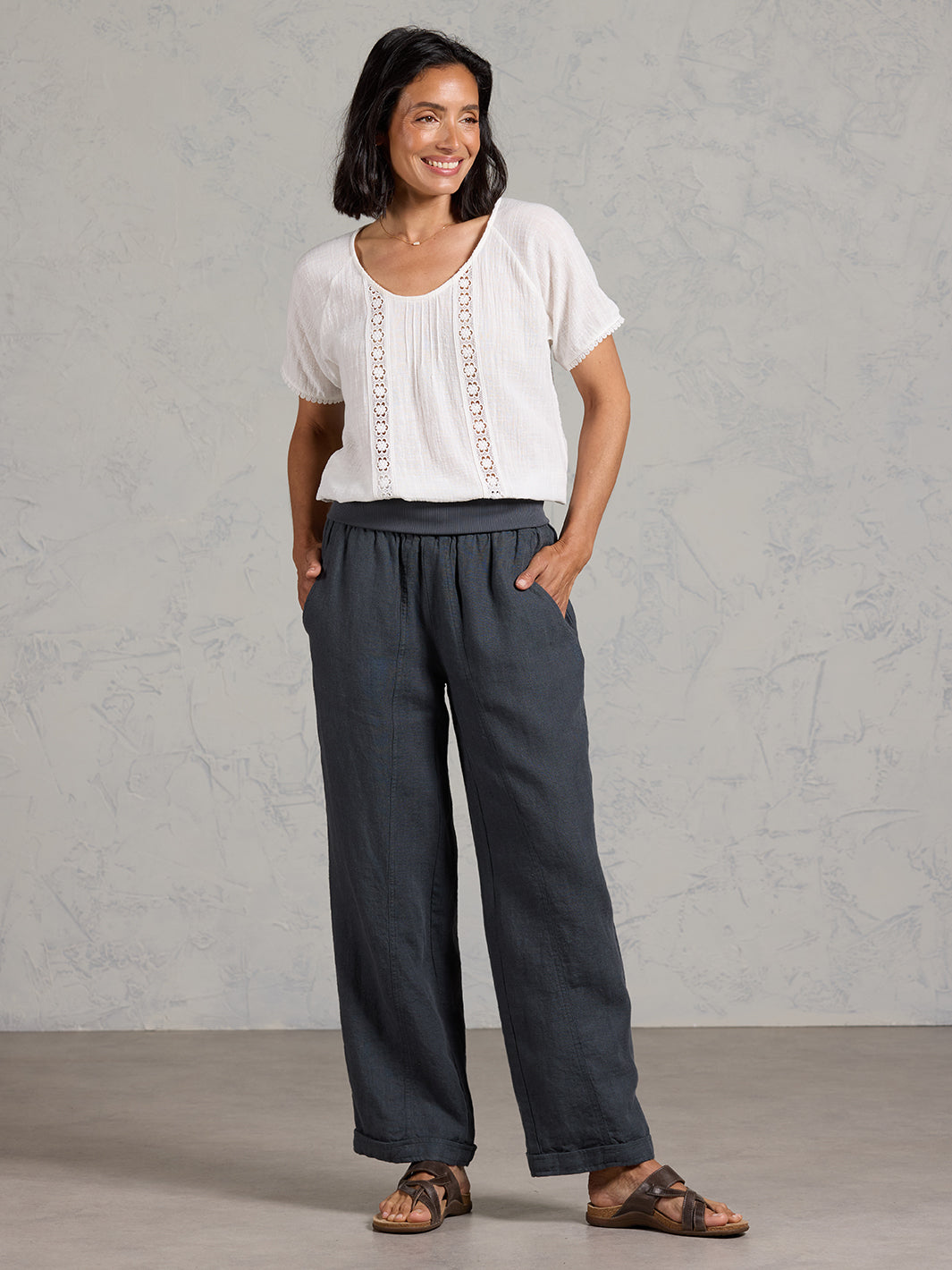 Goa French Linen Trousers Charcoal