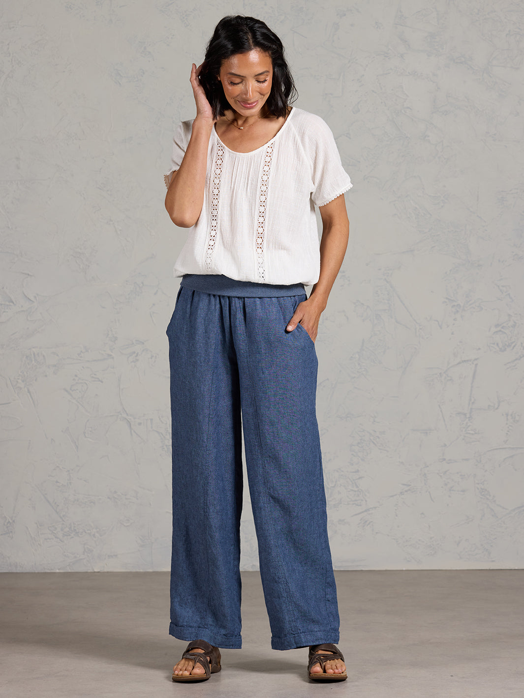 Goa French Linen Trousers Pacific Blue