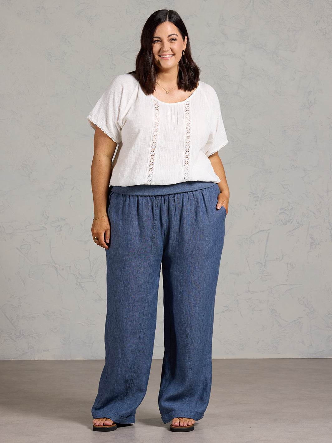 Goa French Linen Trousers Pacific Blue