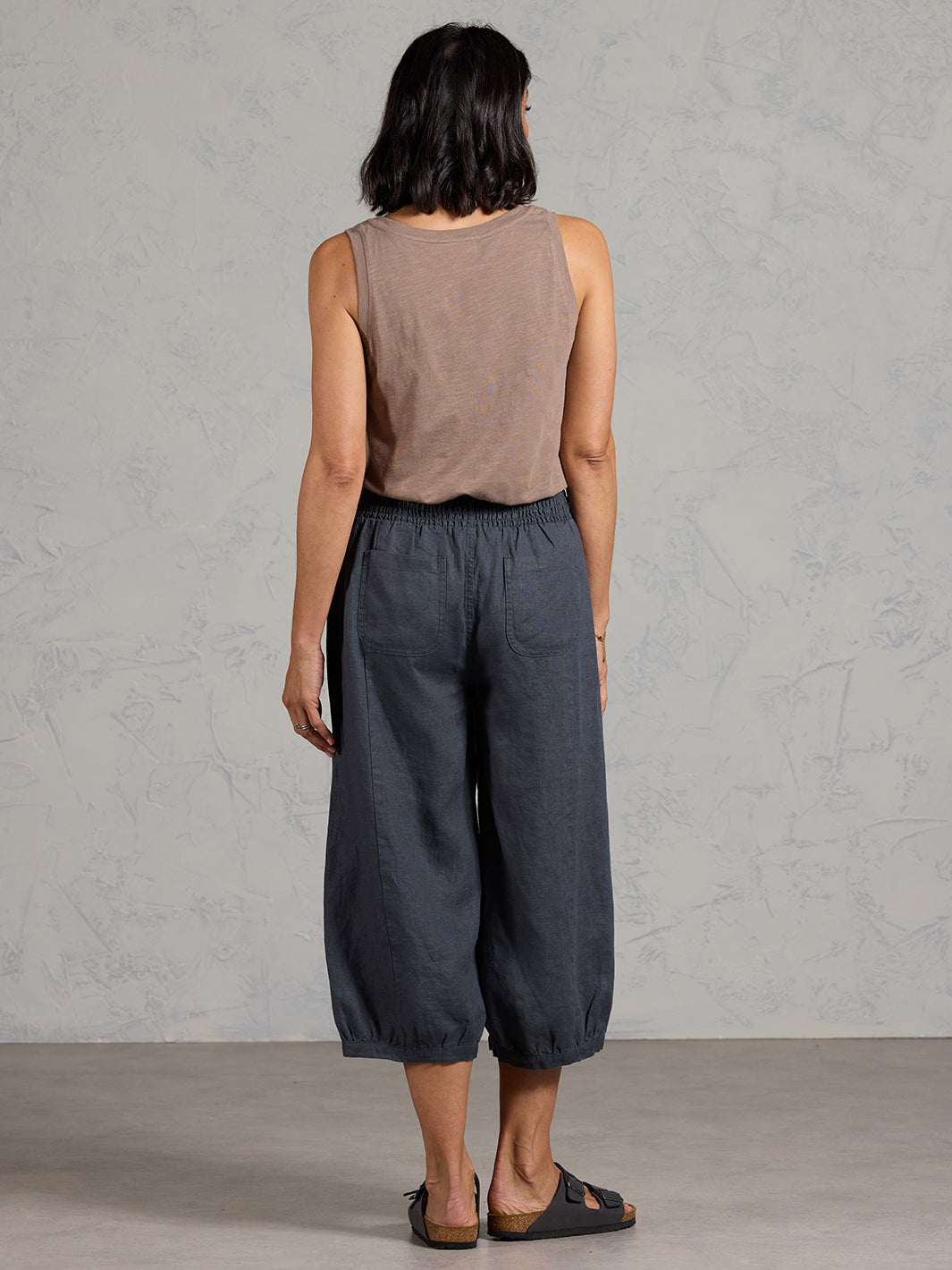 Marrakech French Linen Cropped Trousers Charcoal