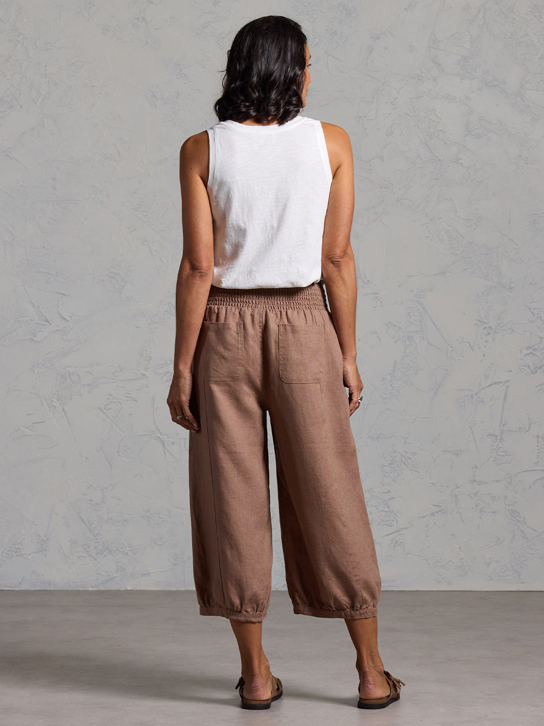 Marrakech French Linen Cropped Trousers Cinnamon