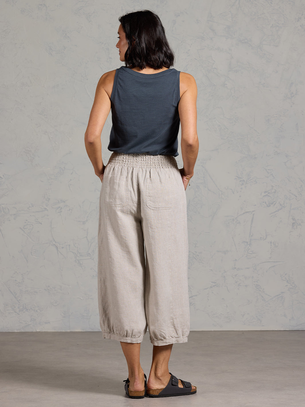 Marrakech French Linen Cropped Trousers Flax