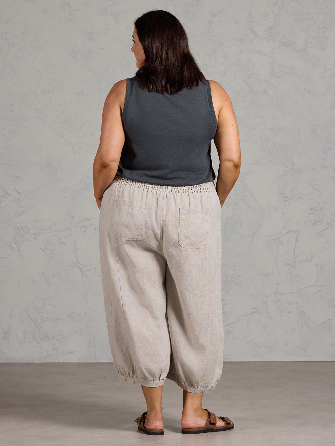 Marrakech French Linen Cropped Trousers Flax