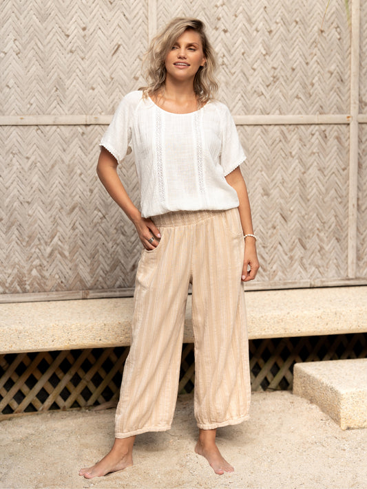 Sadhu Cotton Trousers Sand Stripe
