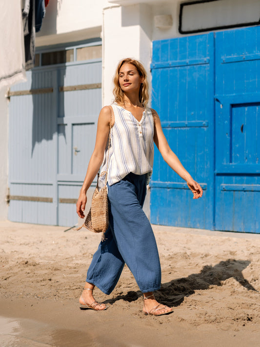 Sadhu Cotton Trousers Aegean Blue