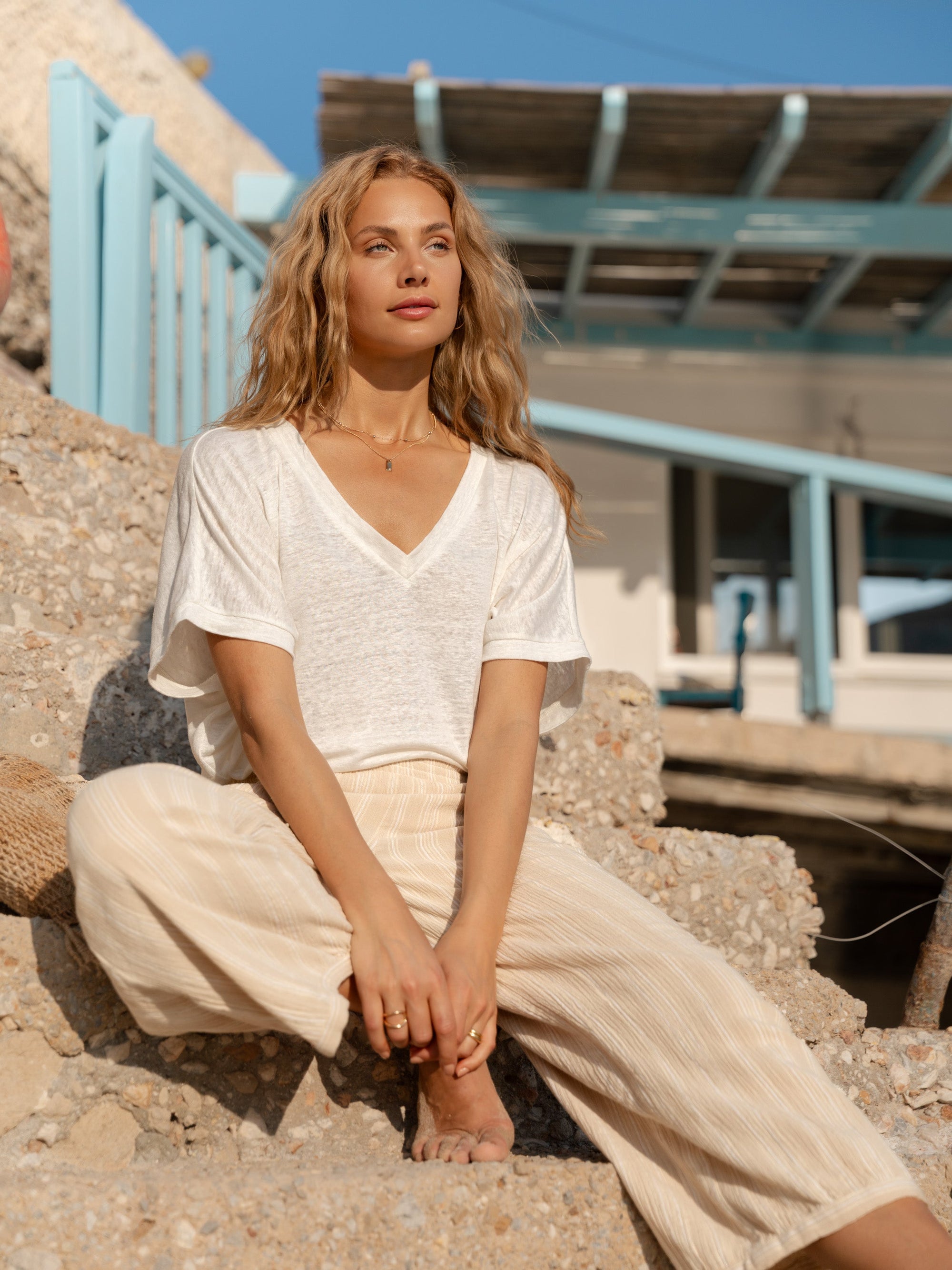 Sadhu Cotton Trousers Sand Stripe