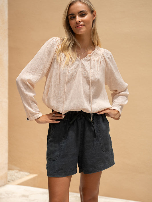 Anika Linen Shorts Charcoal