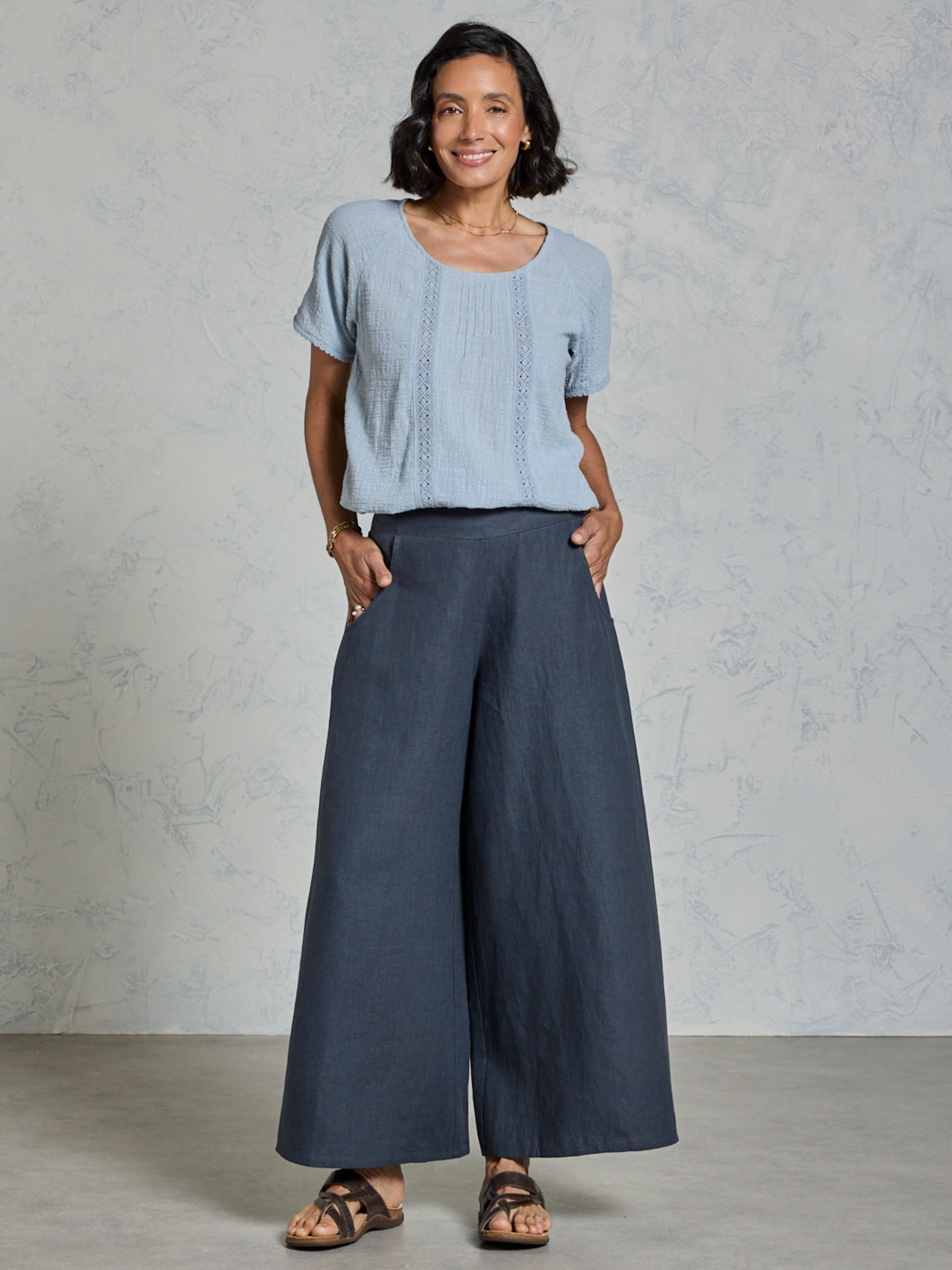Portillo French Linen Trousers Charcoal