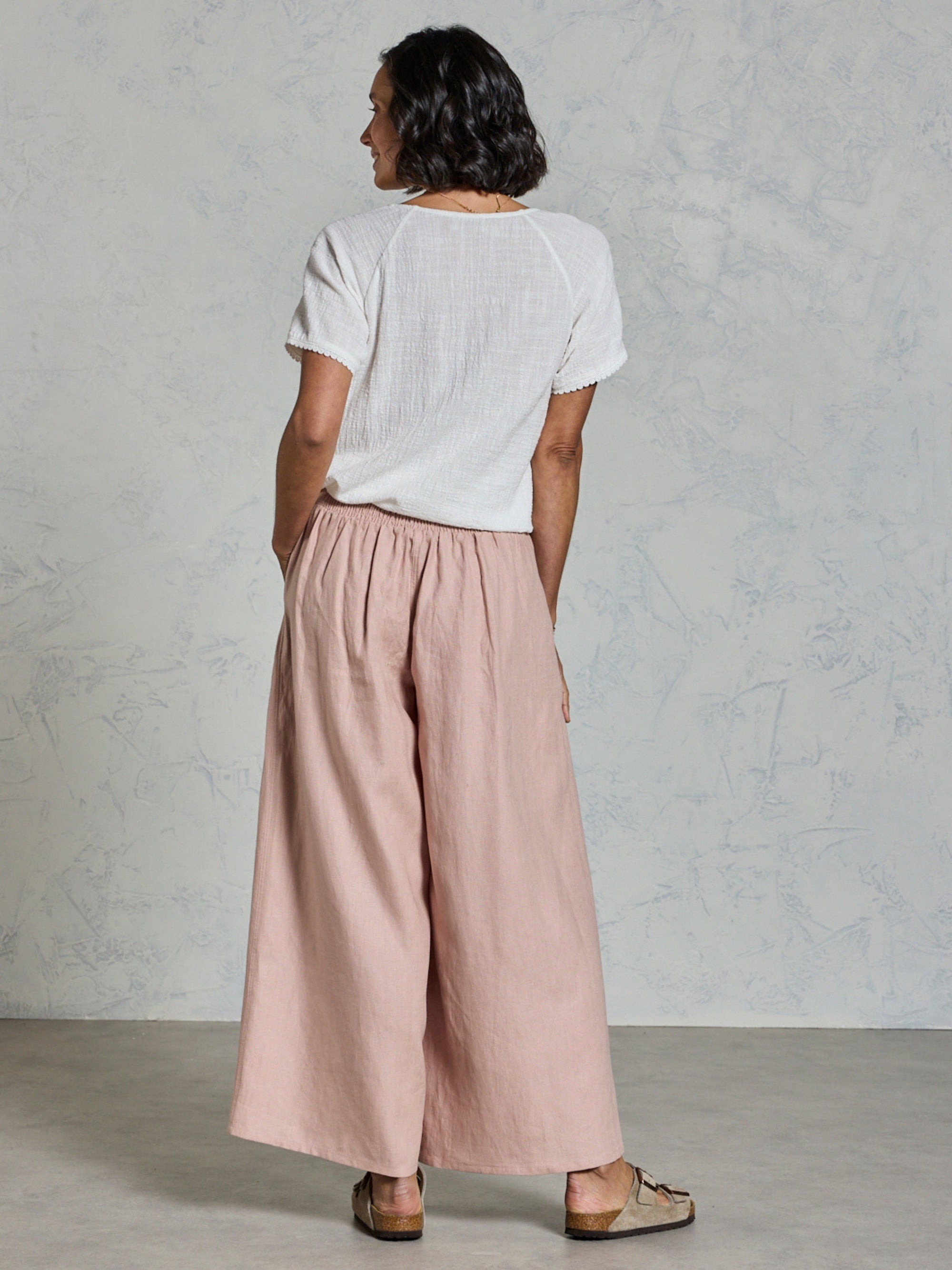 Portillo Linen Trousers Tea Rose