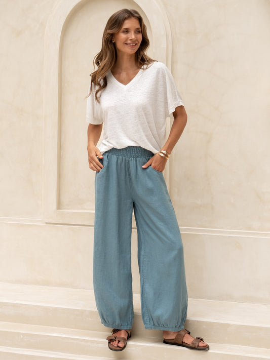 Sadhu French Linen Trousers Tahiti Blue