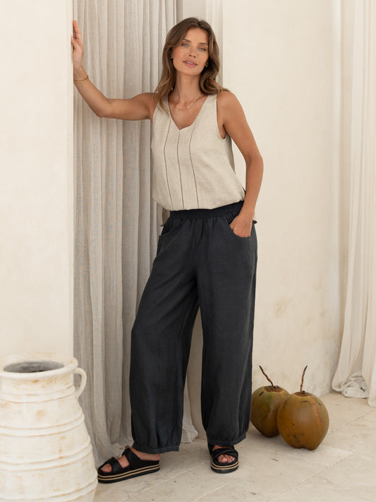 Sadhu French Linen Trousers Charcoal