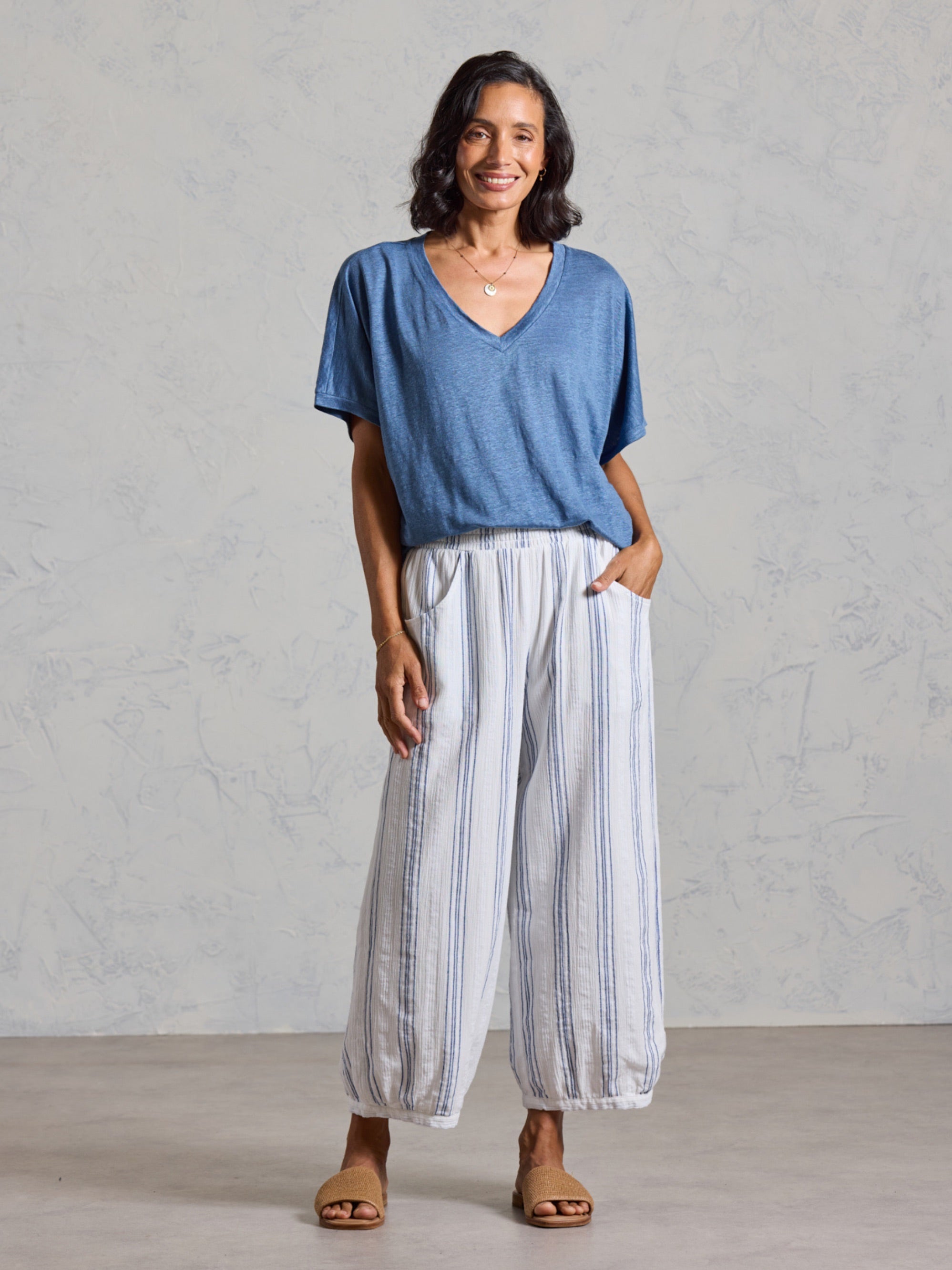 Sadhu Cotton Trousers Azure Stripe