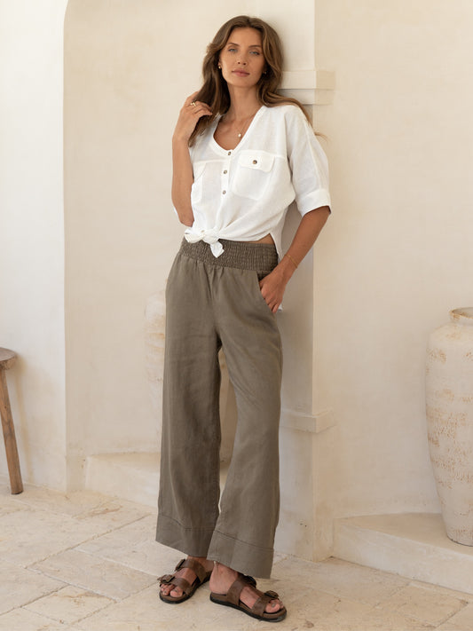 Yamba French Linen Trousers Elm